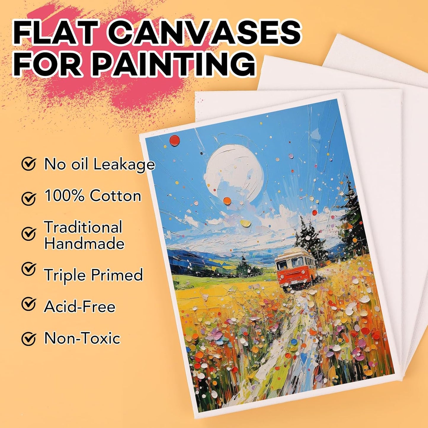 ESRICH 5x7 Small Canvases for Painting, 60 Pack Mini Canvas Boards for Painting Canvas Primed Acid Free Mini Blank Canvas Panels for Oil Paint,Watercolor,Acrylic Paint,Gouache&Tempera.