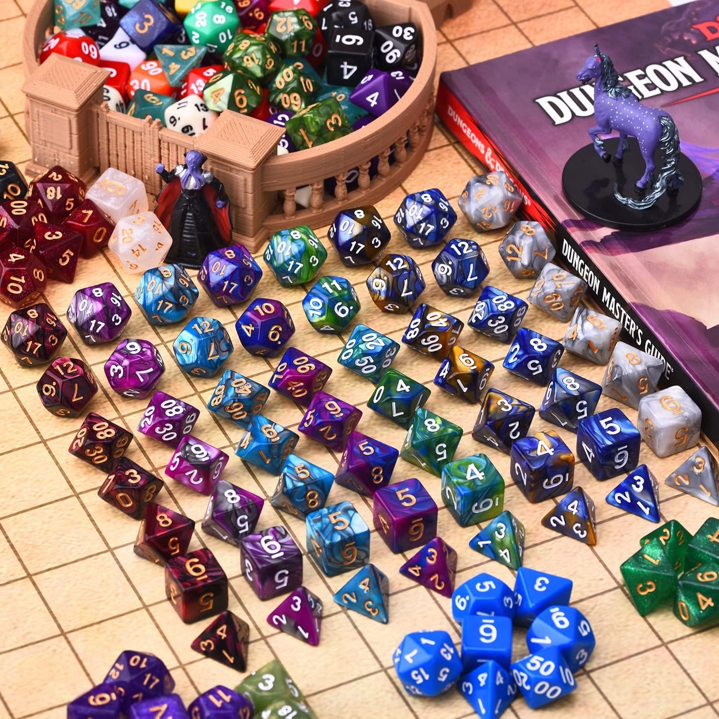 DND Dice Sets 30 x 7 (210pcs) Polyhedral RPG Dice for Dungeons and Dragons Tabletop Role Playing Adventure Games, with a Large Drawstring Bag