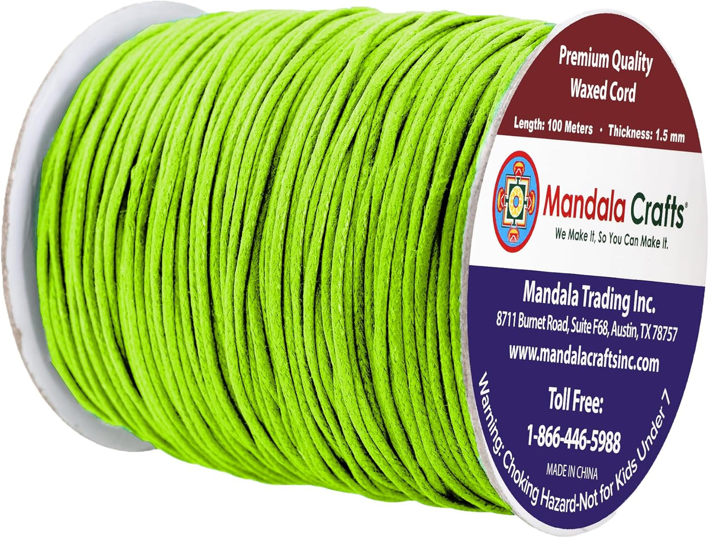 Mandala Crafts 1.5mm 109 Yards Yellow Green Cotton Waxed Cord for Jewelry Making Bracelet Cord Waxed String - Beading String Thread Jewelry Cords for Necklaces String