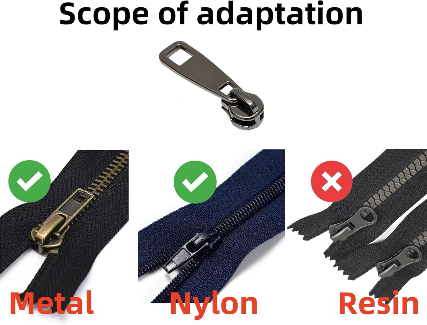AKTIOIN Metal Zipper Repair Kit for Jackets, Luggage, Bags, Backpack, No Sewing Required Detachable Zip Heads Zipper Pull Replacement (Black, #8)