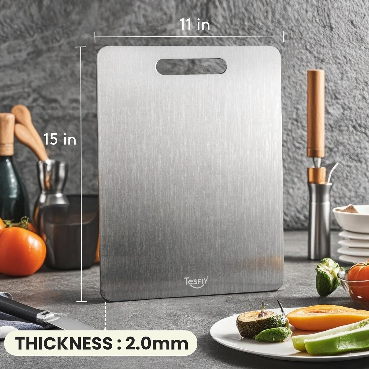 New Titanium Cutting Board -100% Pure Titanium Cutting Boards For Kitche,Easy to clean, Double-sided food-grade Cutting Board For Meats, Fruits And Vegetables (15 * 11)