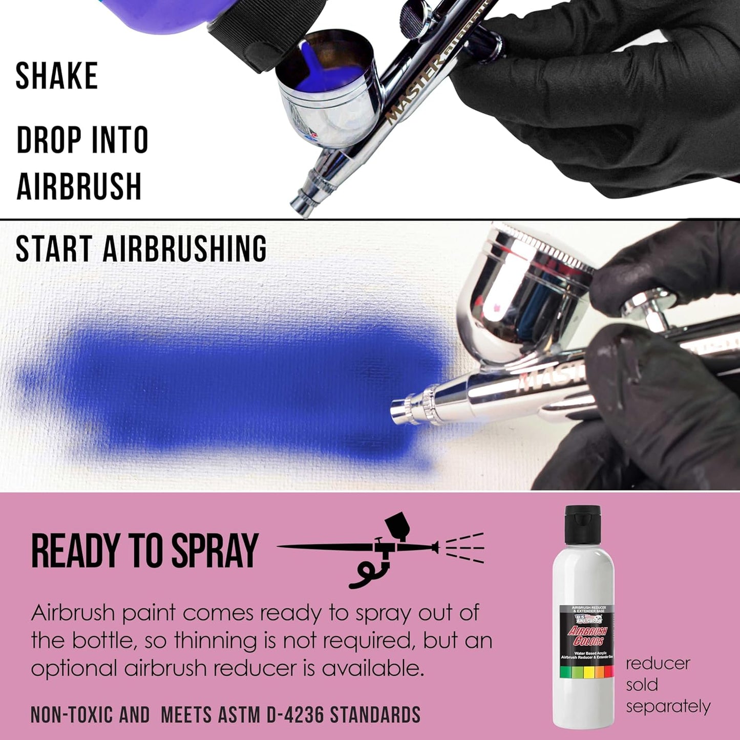U.S. Art Supply Opaque Lavender Acrylic Special Effects Airbrush Paint - 8oz Ready to Spray Air Brush Paint for Nails, Models, Fabric - Water-Based Air Brush Painting