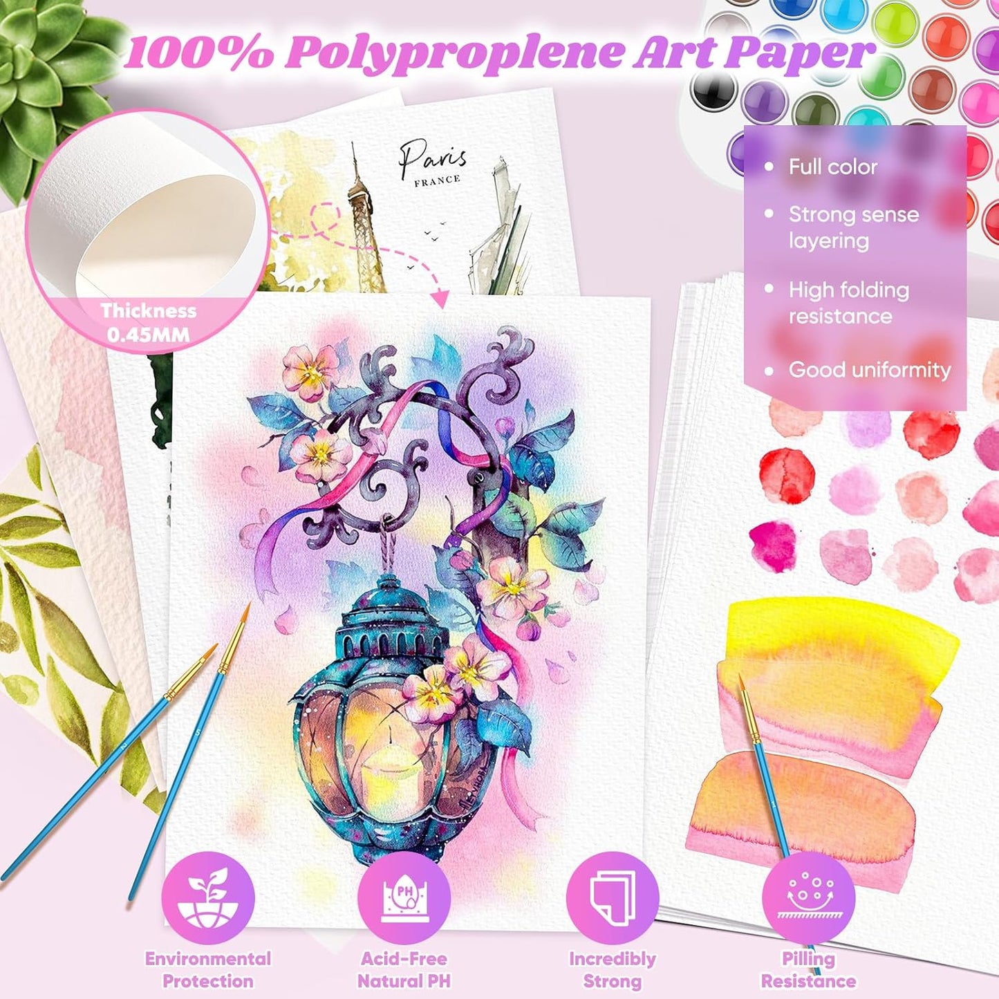 Watercolor Paper, Art Supplies for Adults Kids, 9"x12" Artist Sketch Easel Acrylic Painting Water Color Drawing Paper Bulk, Valentines Day Easter Gifts for 8 9 10 11 12 13 14 Year Old Teens Girl Boys