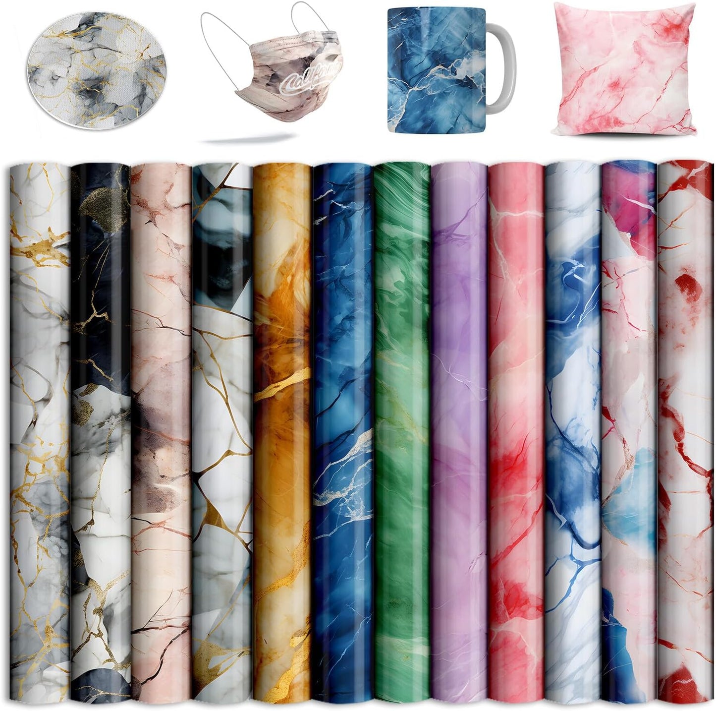 Sublimation Transfer Sheets for Heat Press Machine,Marble Sublimation Paper for Tumblers Blanks Tshirts,12 Sheets 12x12inch