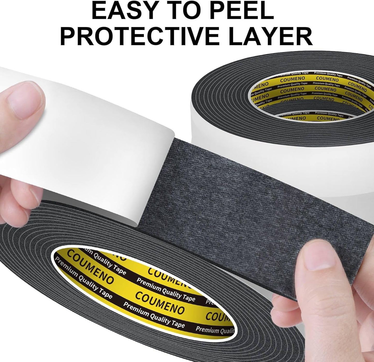 3 Pack EVA Single-Sided Adhesive Black Foam Tape,2inx16.4FT Single-Sided Sealing Strip Foam Pad Sponge Tape Window Weatherproof, Self-Adhesive Insulation Sealing Tape