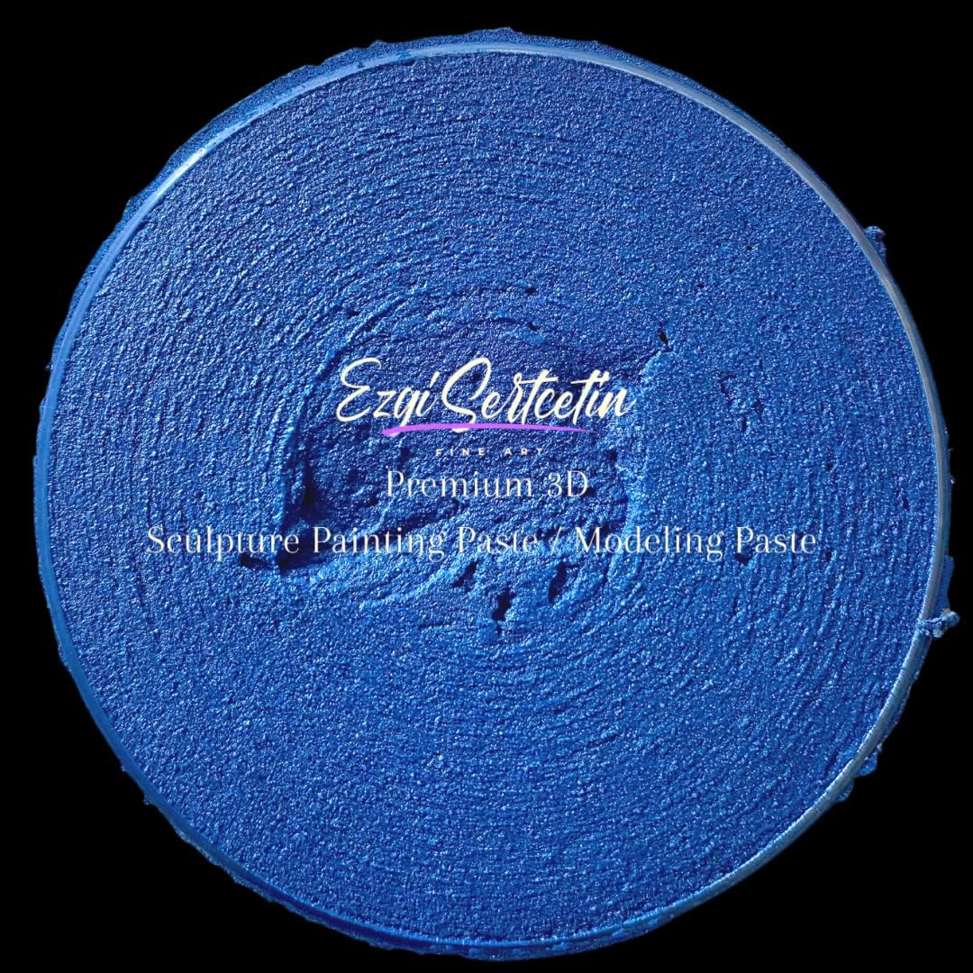 3D Sculpture Painting Paste|Texture Paste|Decorative Plaster|Ready to Use|Unique Colors|Ideal for Artwork|Stencil|Flowers|Texture|Art Relief| 6 oz (Metallic Dark Blue)