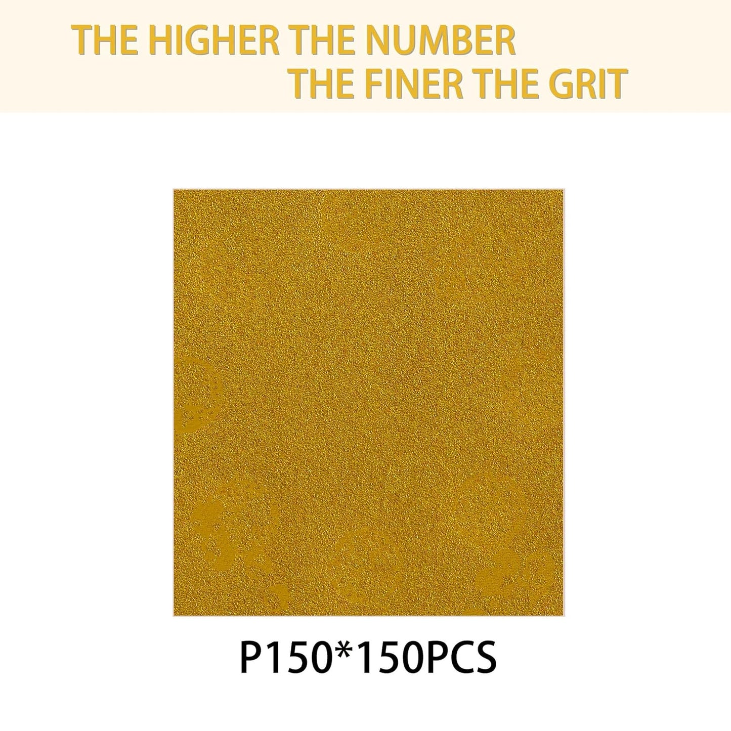 150PCS 150 Grit Gold Sanding Discs, 5-Inch 8-Hole Sandpaper for Random Orbital Sander, for Automotive or Woodworking