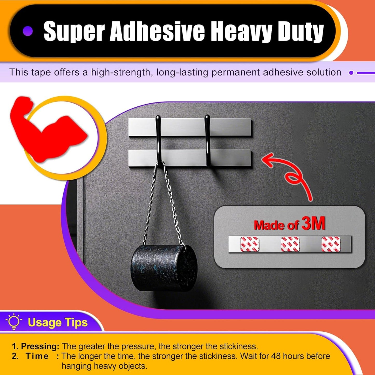 30 Pcs Large Strong Double Sided Adhesive Pads, Made of 3M, Heavy Duty Square Sticky Mounting Foam Tape for Car Décor Wall, 0.12" Thick Black Sticky Pads 2.13" x 3.35"