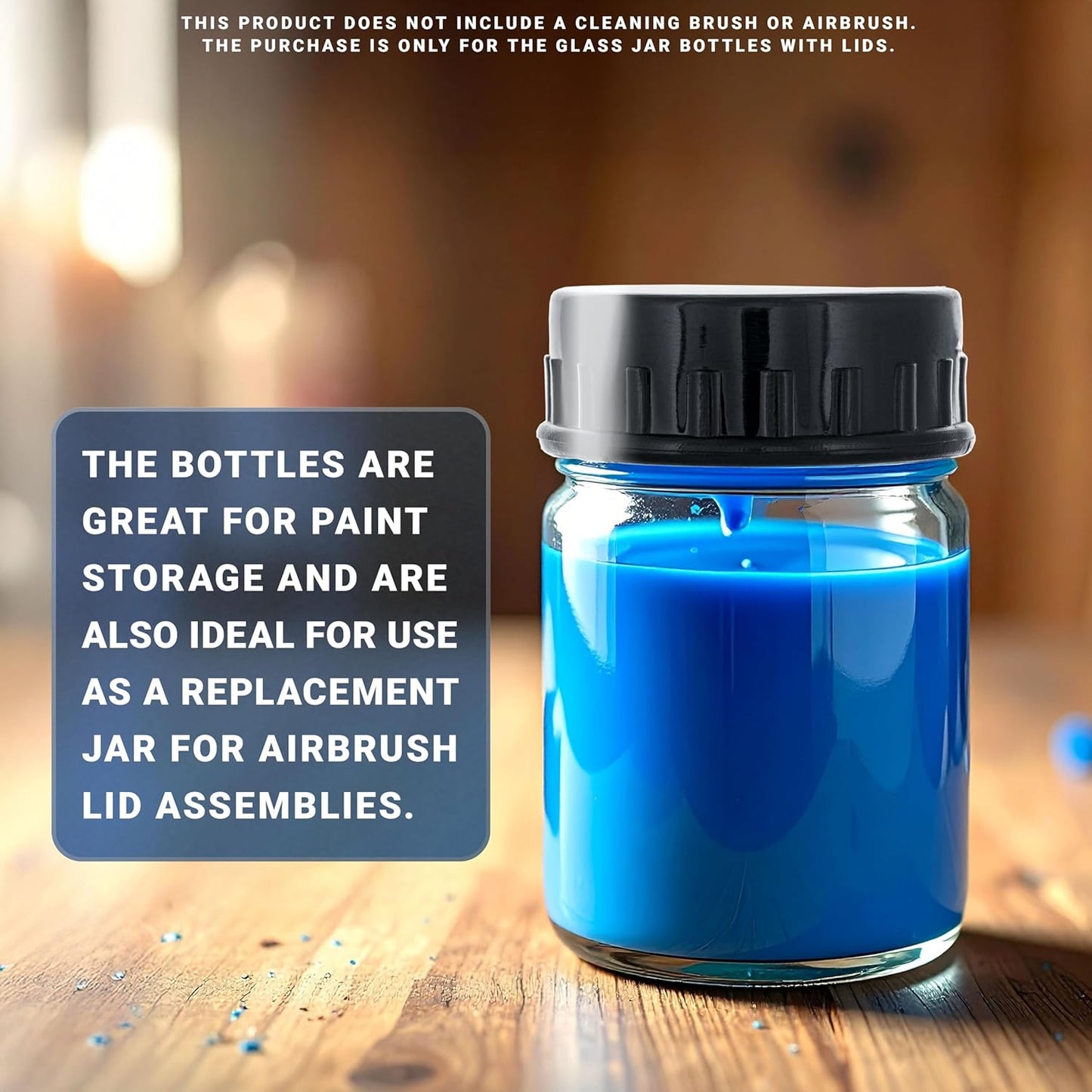 Master Airbrush (Pack of 10) TB-001 Empty 3/4 Ounce (22cc) Glass Jar Bottles with Plastic Lids - Replacement Jars, Paint Storage Bottles - Jars Screw Into Siphon Feed Airbrush Lid Adaptor Assemblies