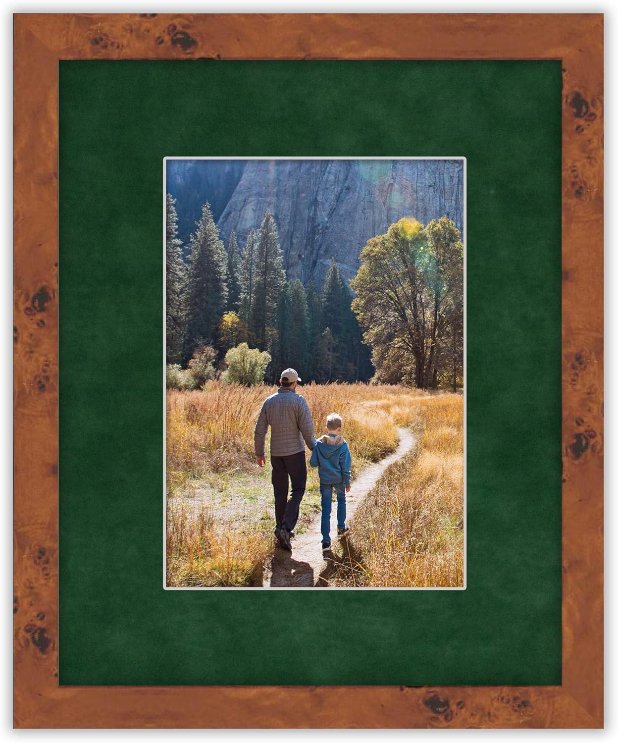 Pack of 25 Acid Free 11x14 Mats Bevel Cut for 8.5x11 Photos - Green Suede Precut Matboards With Backing Boards and Clear Photo Mat Bags For Pictures, Photos, Framing - 4-ply Thickness