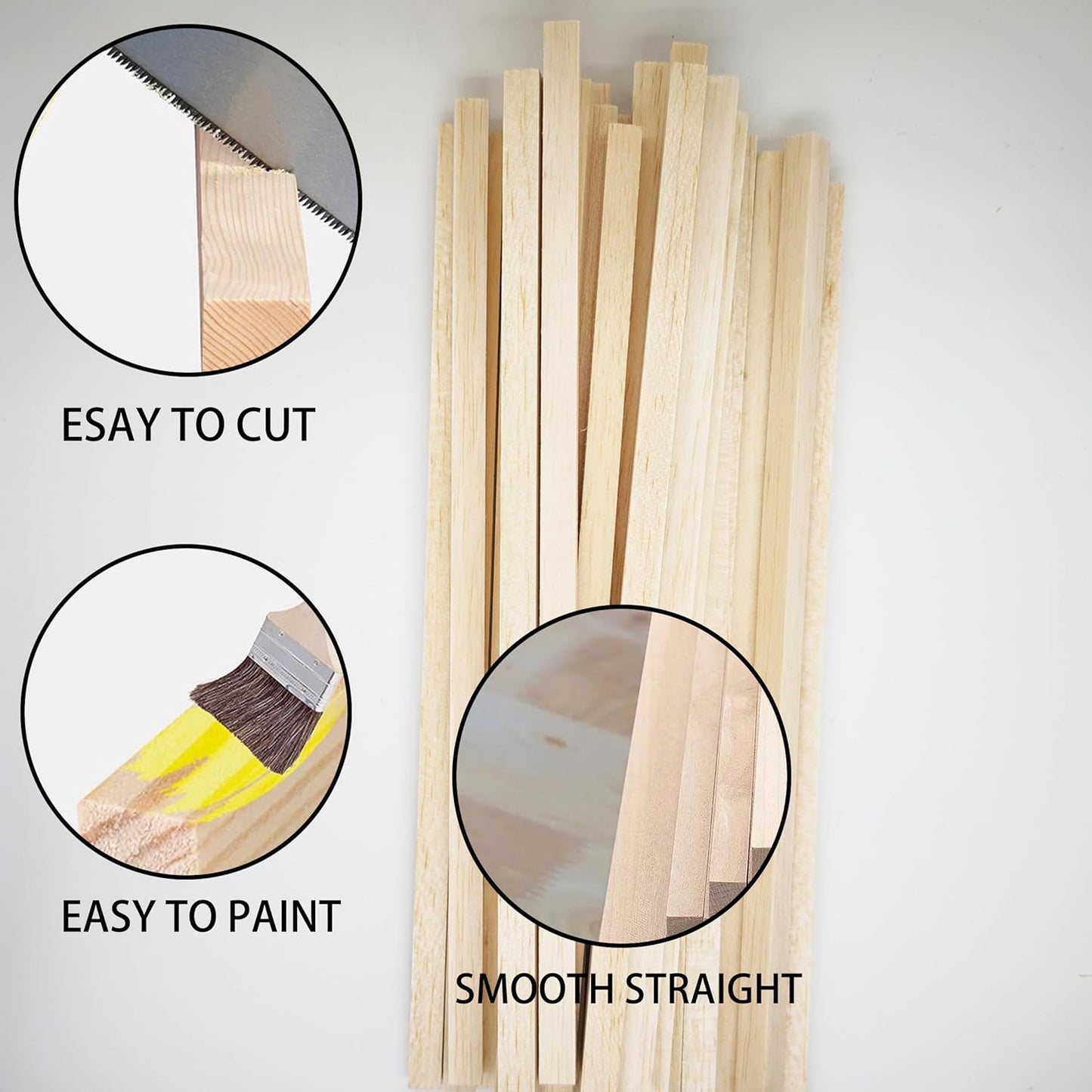 30Pcs Balsa Wood Square Dowels 3/8" x 3/8" x 12" inch ，DIY Balsa Wood Sticks for Crafts Model Making