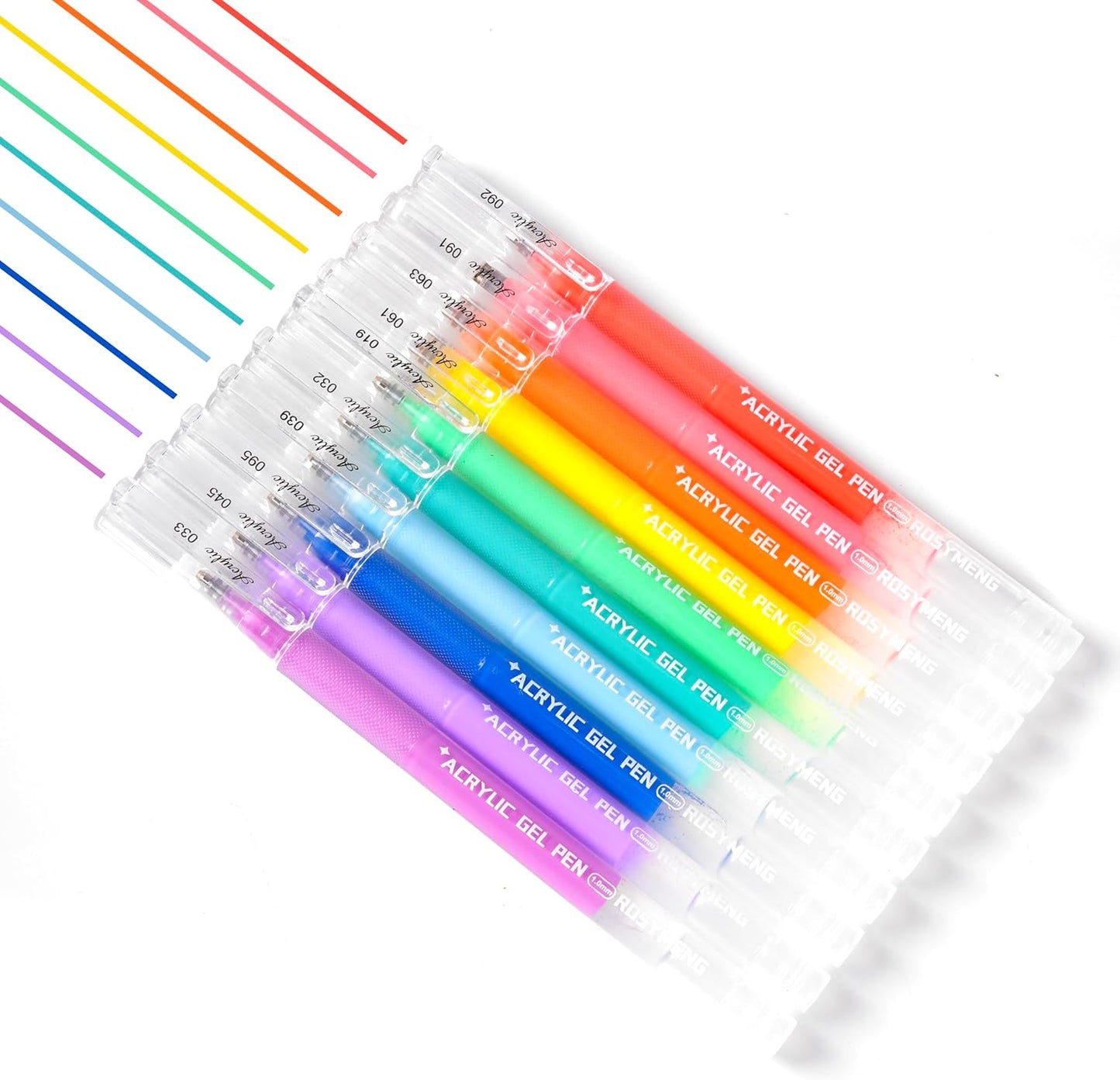 ROSYMENG 10 Colors Acrylic Gel Pens Set, Big-Capacity Ink Acrylic Paint Pen for Adults Coloring Books, Waterproof Paint Markers for Canvas, Rock, Wood, Drawing Doodling, Ceramic, Fabric, DIY Crafts