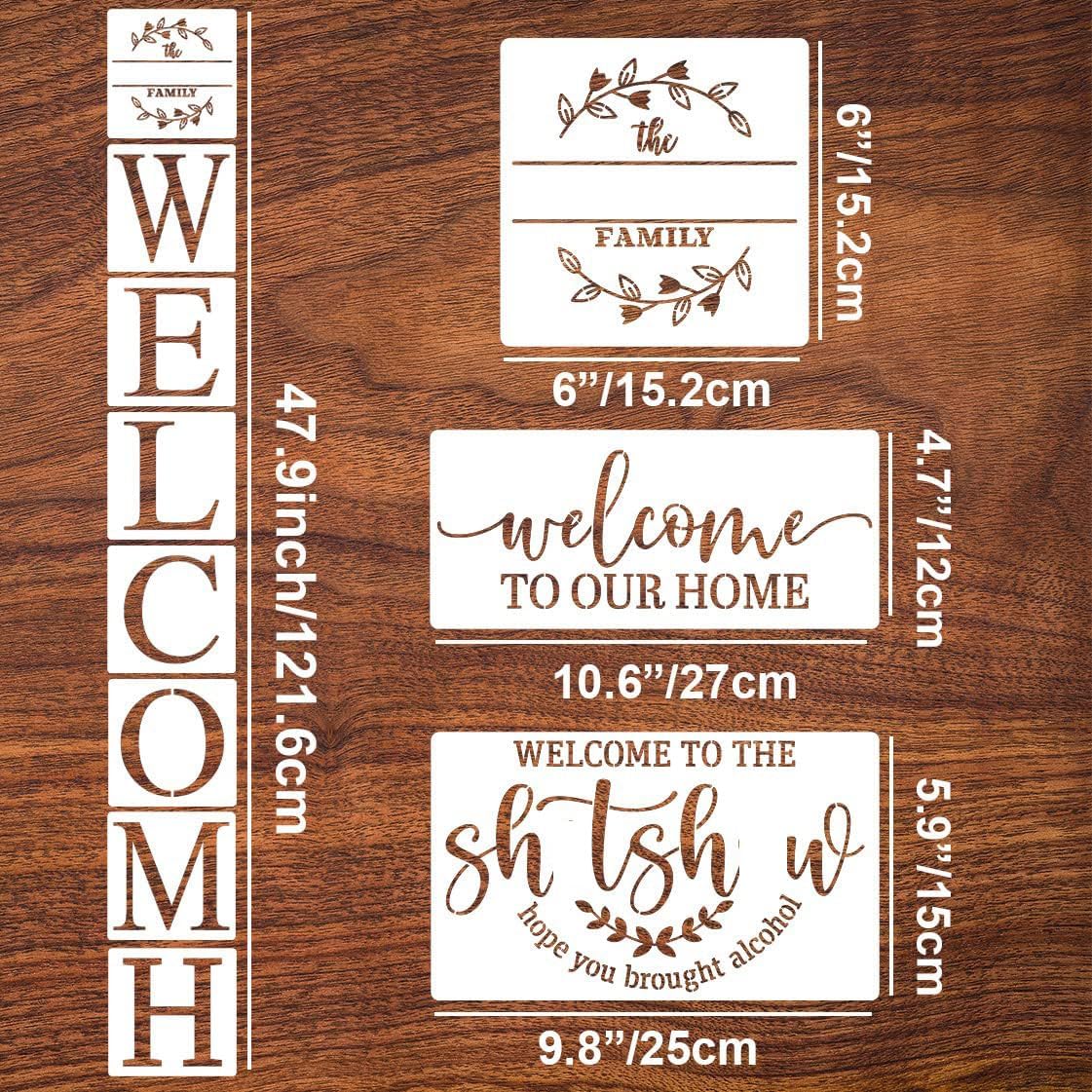 Welcome Stencils for Crafts Reusable Welcome Stencil for Wood Sign 12" Stencils for Painting on Wood Drawing Templates for Wall DIY Home Decor Porch Sign