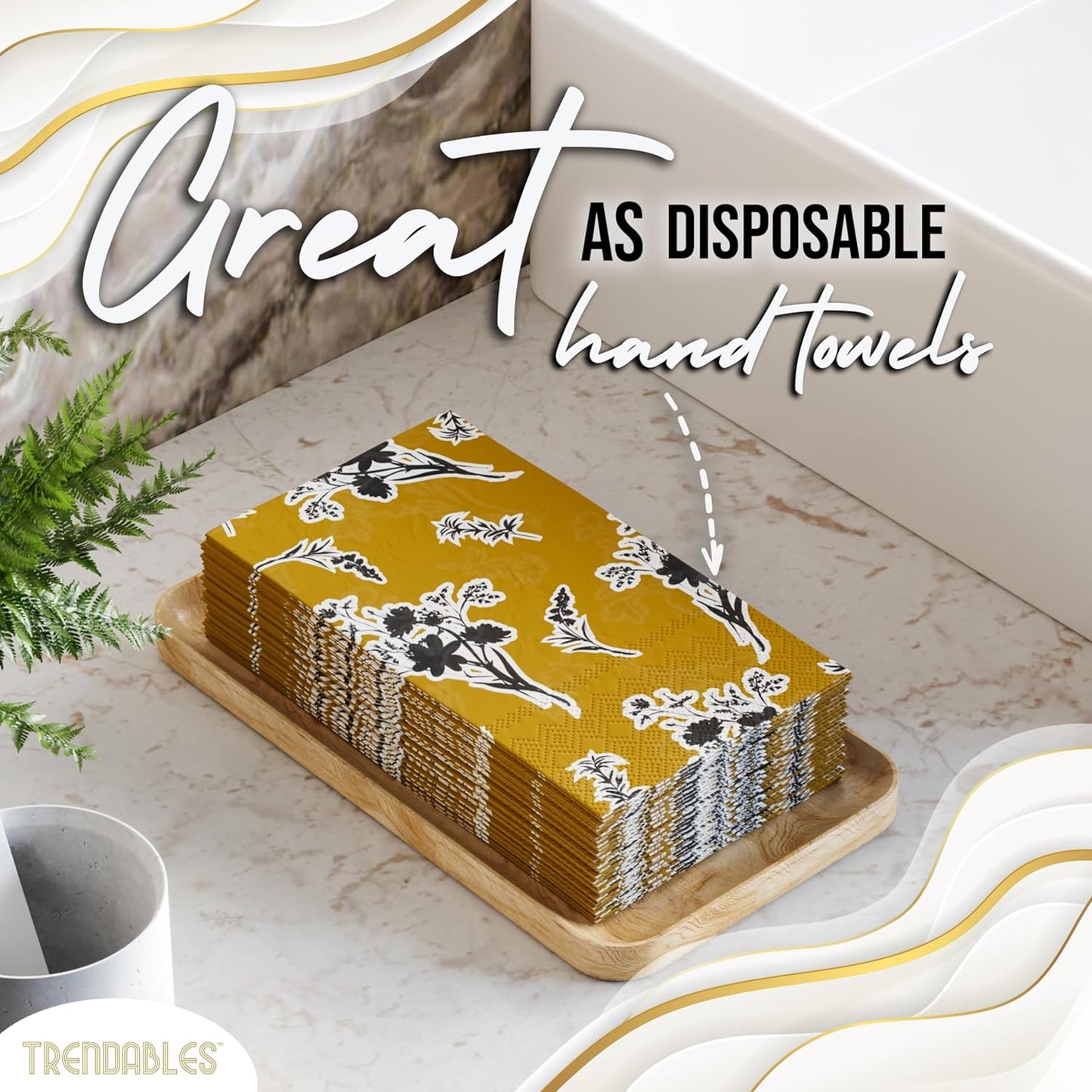 Trendables Floral Napkins for decoupage 200 Pcs 3 Ply floral paper napkins decorative Guest Towels Disposable Bathroom, Flower Design For Tea Party Decorations, Dinners & Weddings