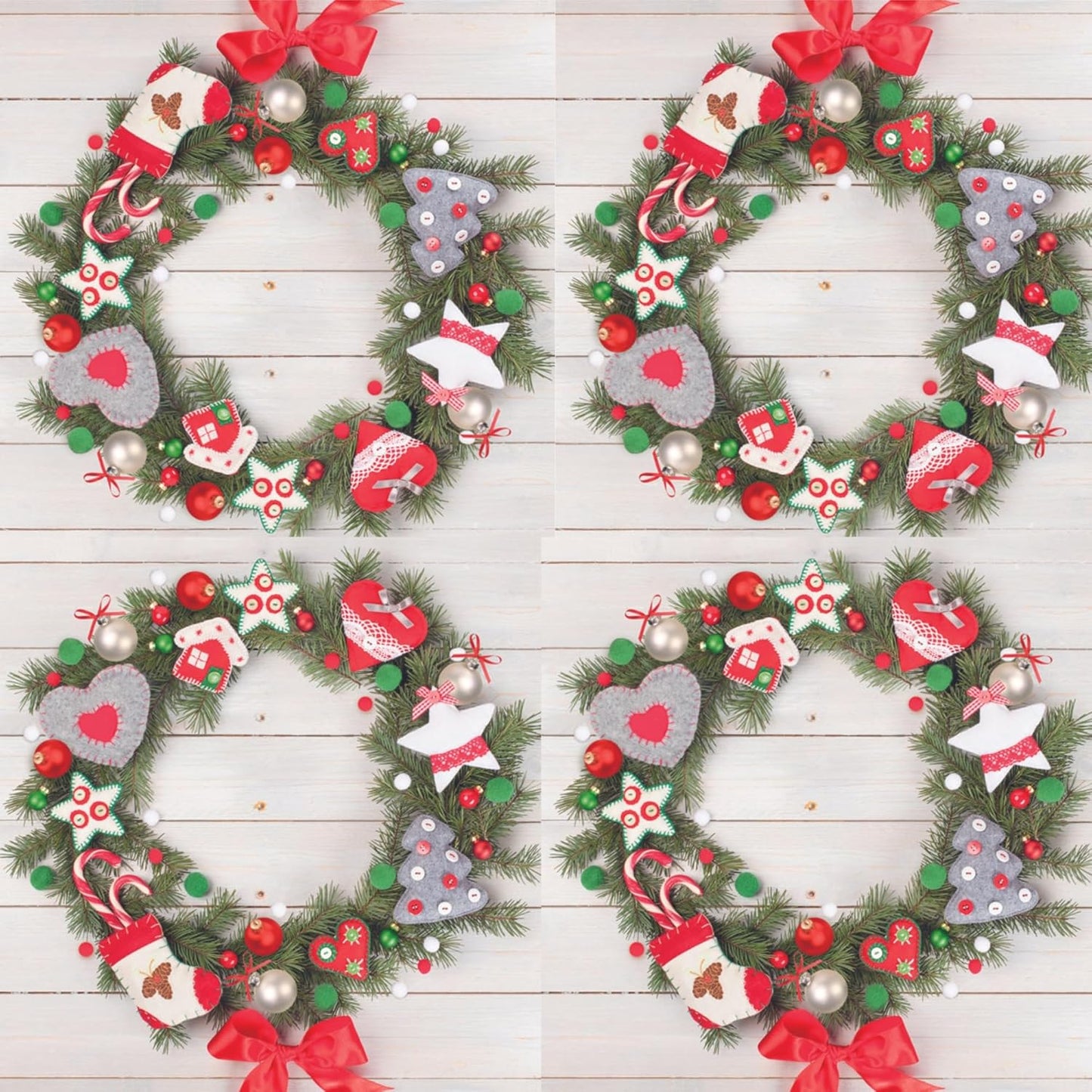 20-ct 13x13 Christmas Paper Decoupage Napkins, 3-Ply Servilletas Tissue Napkin for Dinner and Parties, Disposable Napkins (Wreath X)