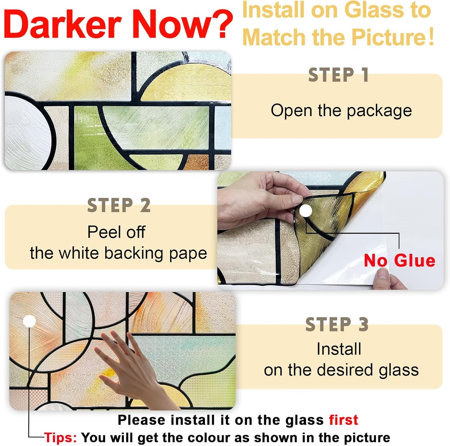 3D Stained Glass Window Privacy Film, Heat Control UV Blocking Static Cling Decorative Window Film for Bathroom,Front Door,Home Non Adhesive,35.4 x 78.7 inches Wilderness