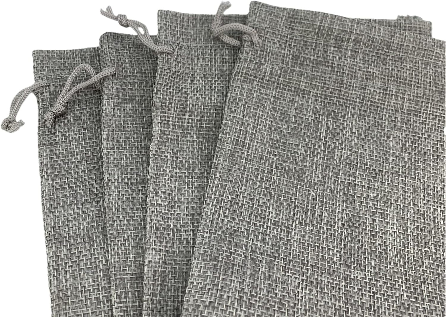 Palmhomee Pack of 25 Burlap Gift Bags with Drawstring Linen Jewelry Pouches Wedding Hessian Jute Bags for Birthday Jewelry and Treat Pouches Party Wedding Favors Gift Art and DIY Craft (5x7 Inch, Gray)