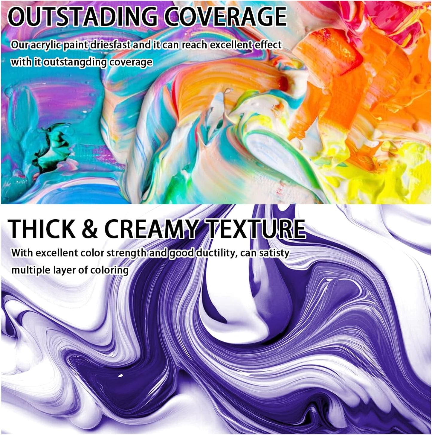 SNOWSUN Acrylic Paints, Large Bulk Heavy Body Acrylic Paint (42.4 oz, 1L) - Non Toxic Gloss Thick Art Paint for Multi-Surface, Canvas Wood Ceramic and Leather, Stone Craft, for Artists & Beginners, Violet