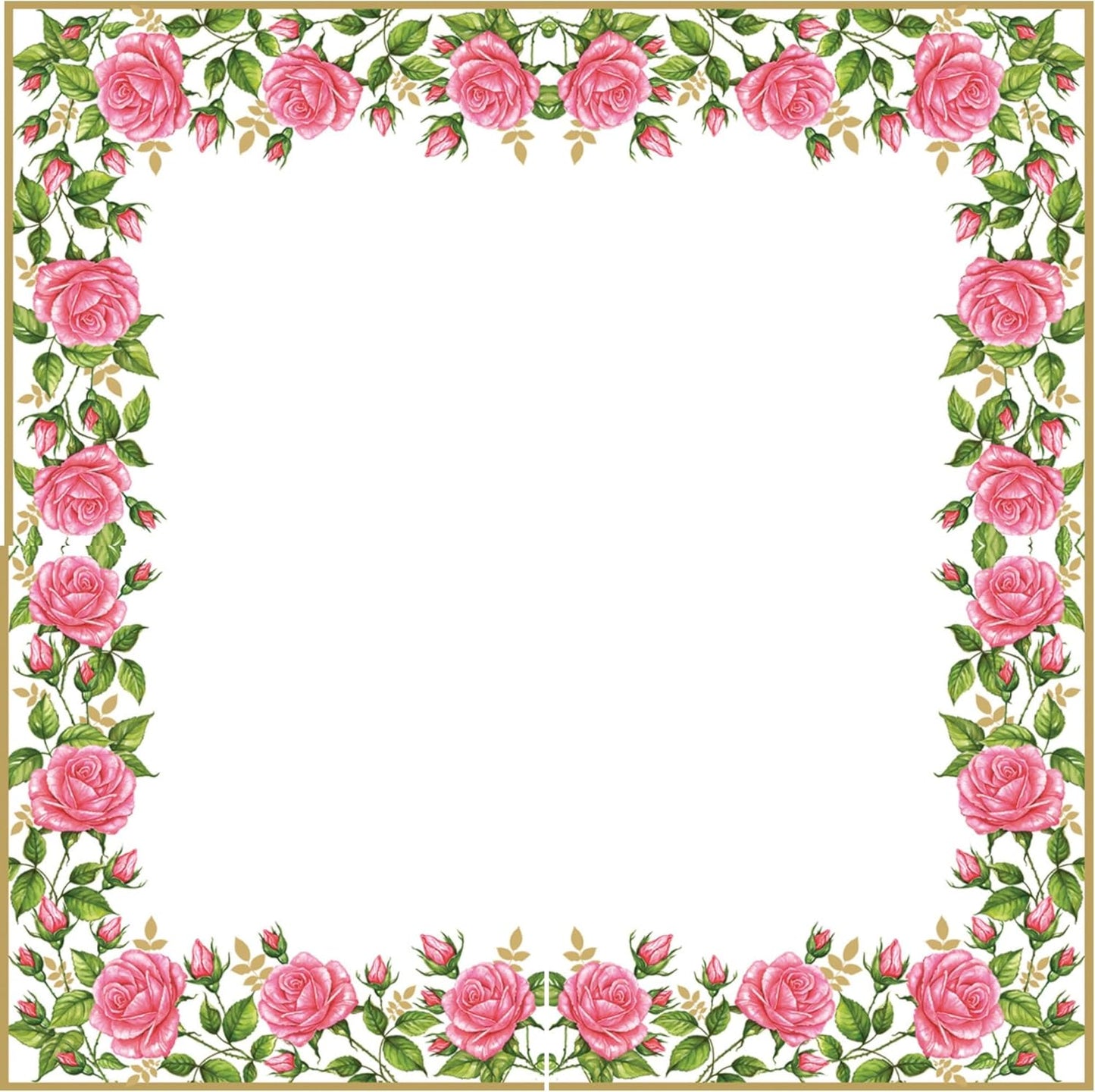 20-ct 13x13 Flowers Paper Luncheon Decoupage Napkins, 3-Ply Servilletas Printed Flower Border Cocktail Napkin for Art, Dinner and Party, Disposable Napkins Decor