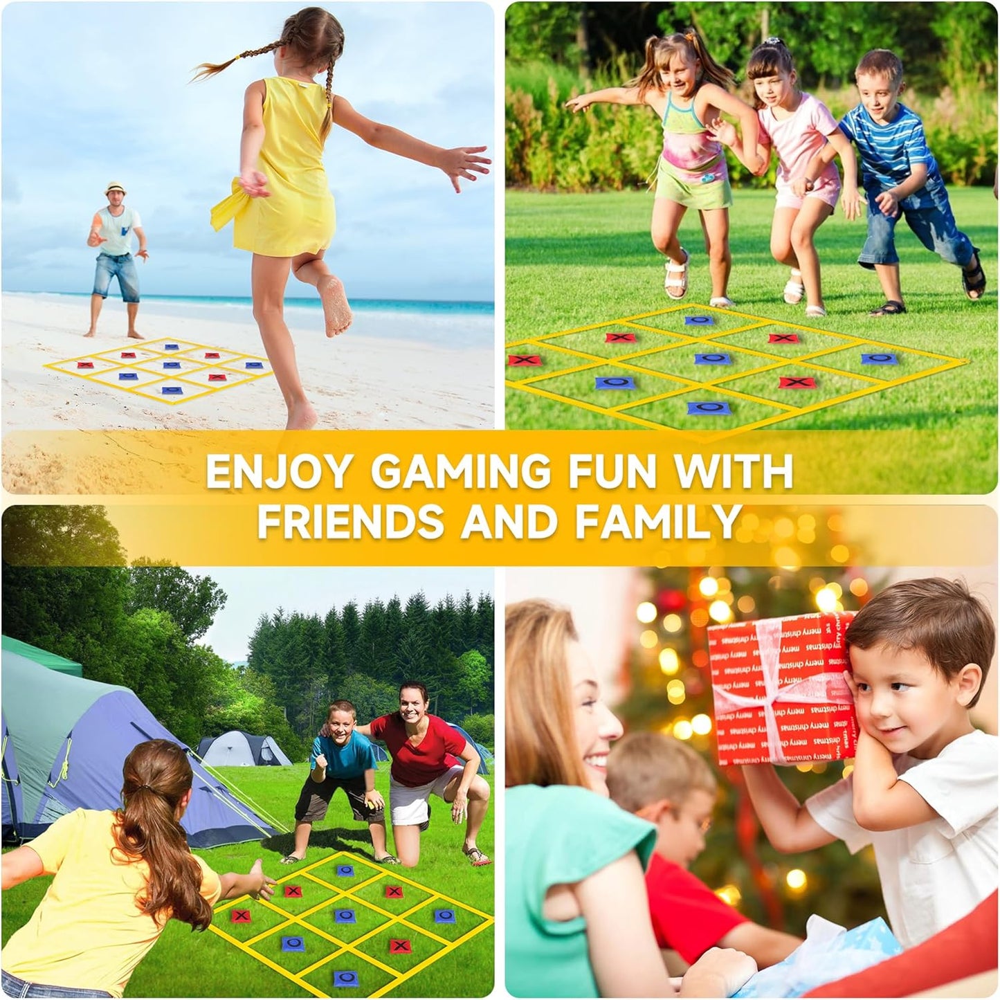 Outdoor Giant Tic Tac Toe Bean Bag Toss Games for Kids Adults Family, Large Outside Lawn Yard Backyard Carnival Field Day Game, Beach Picnic Camping Birthday Party Family Reunion Games