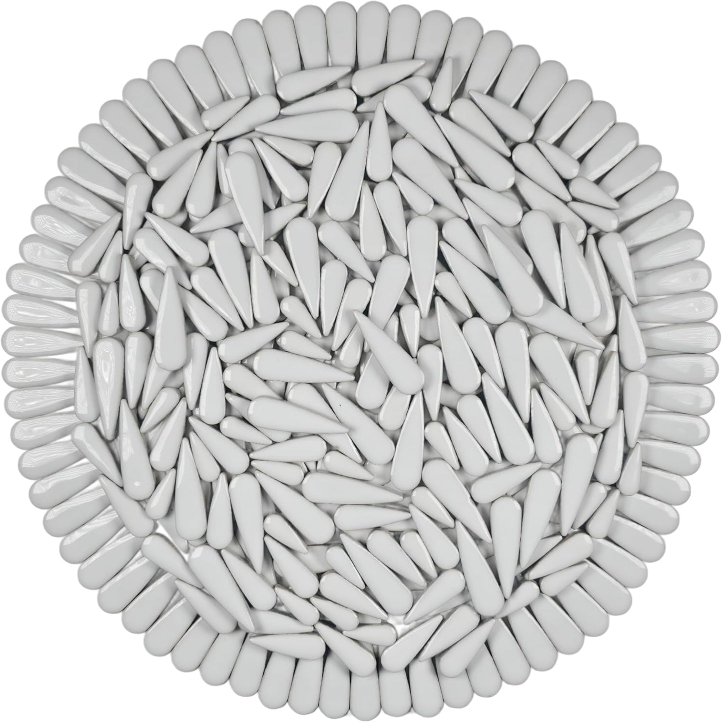 200g Petal Droplet Shaped Ceramic Mosaic Tiles for Crafts, Vibrant Colors, Ceramic Tiles for Mosaic Making Kits, DIY Arts and Crafts (White)