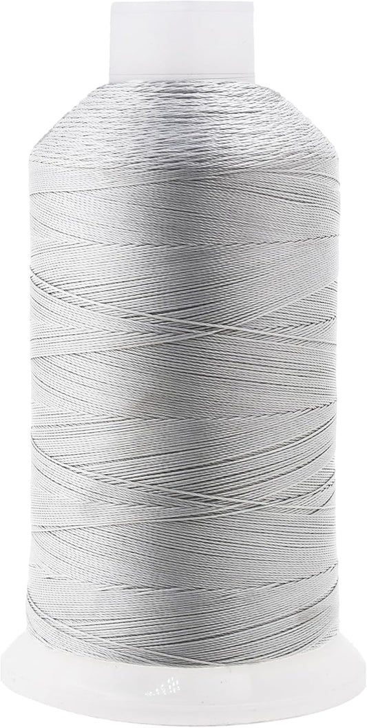 Mandala Crafts Silver Heavy Duty Thread -1500 Yds Tex 90 Thread for Sewing Drapery Jeans Leather Hair - Bonded Polyester for Outdoor Marine Upholstery