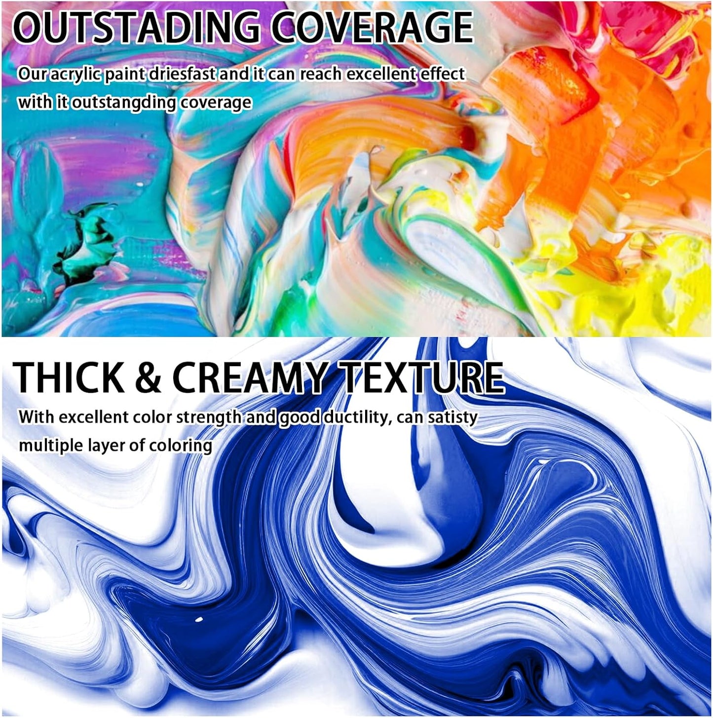 SNOWSUN Ultramarine Acrylic Paints, Large Bulk Heavy Body Acrylic Paint (42.4 oz, 1L) - Non Toxic Gloss Thick Art Paint for Multi-Surface, Ideal for Canvas Wood Ceramic Fabric and Leather, Stone Craft, for Artists & Beginners