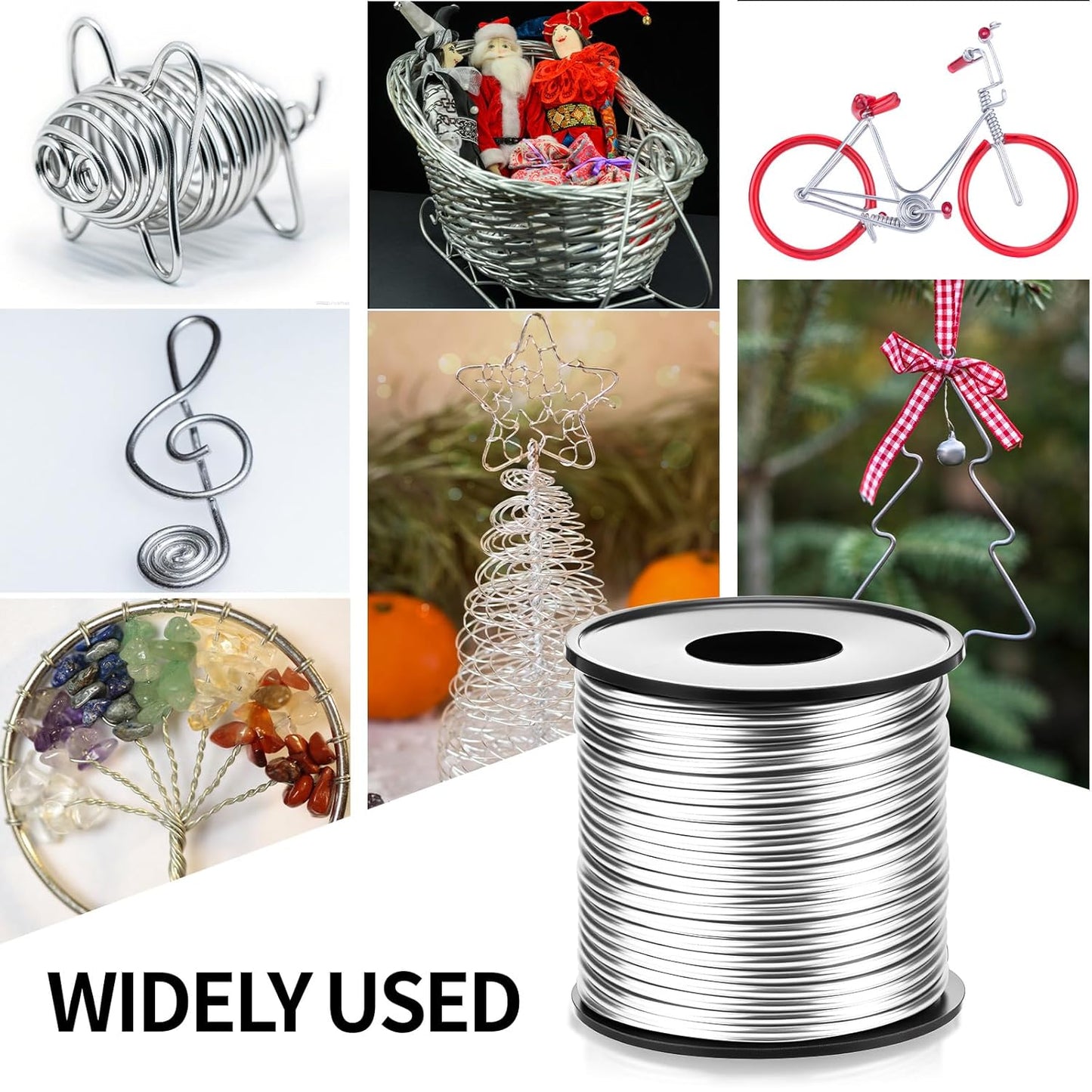 Gisafai 6 Roll 12 Gauge Aluminum Wire for Crafts 100 Feet 2 mm Metal Bendable Aluminum Wire for Jewelry Making, DIY Crafts, Wreath Making, Beading, Floral