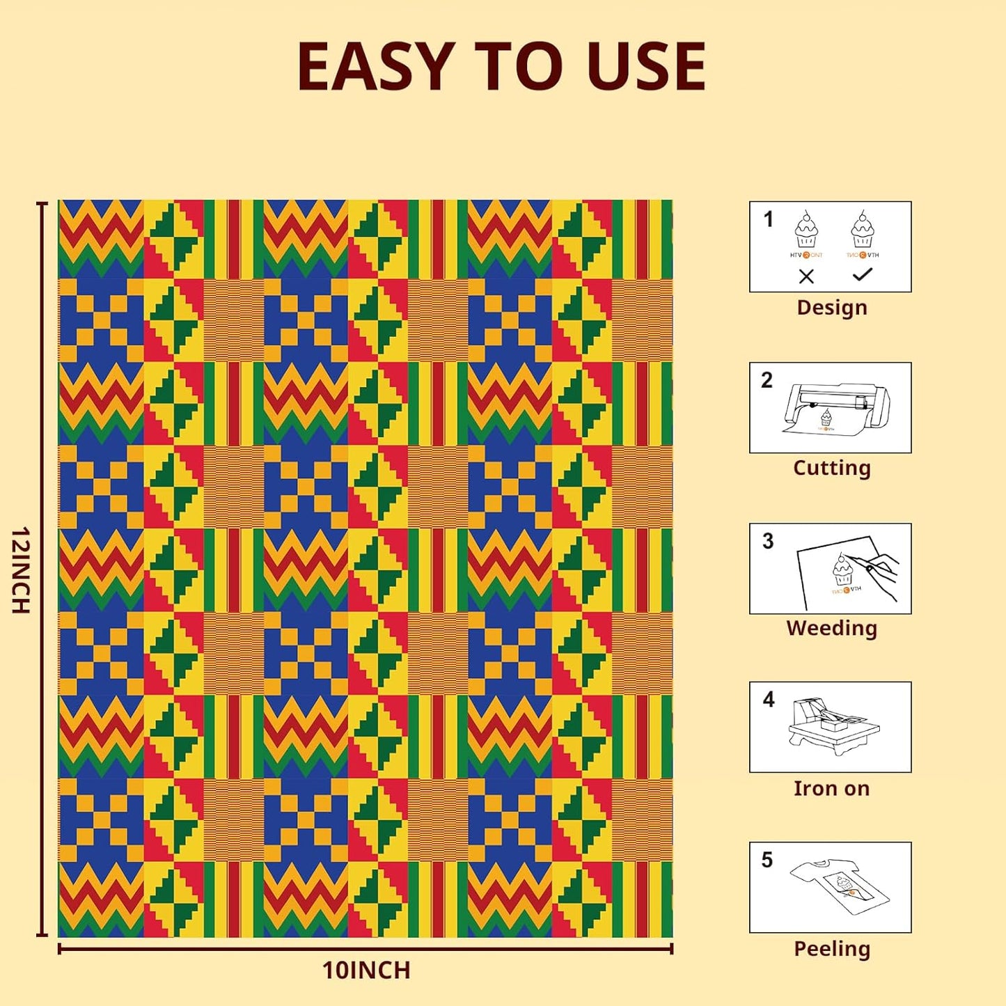 HTVRONT Kwanzaa HTV Vinyl Sheets - 11 Pack of 12x10 Inch Heat Transfer Vinyl for T Shirts, Easy Iron On Vinyl Bundle for Kwanzaa Decorations & Crafts