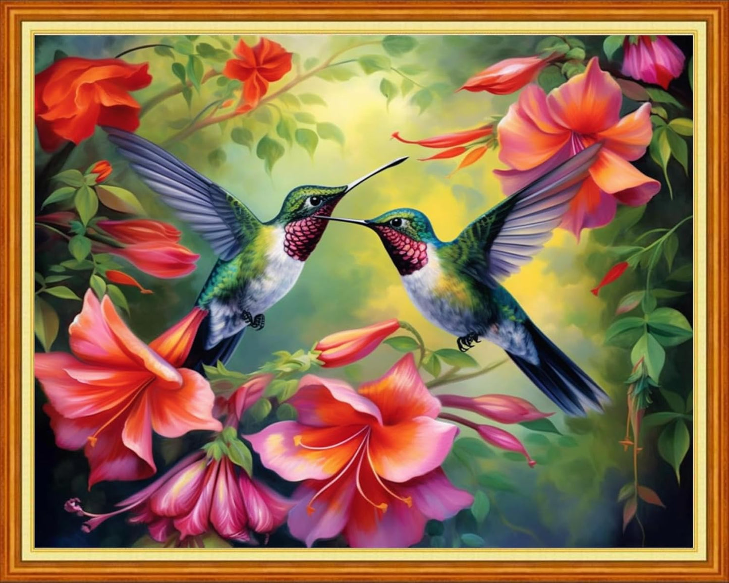 Dooxvey Cross Stitch Kit for Adult Beginners - Full Range of Stamped Kits with 11CT Patterns - Hummingbird Flowers 16x20 inch