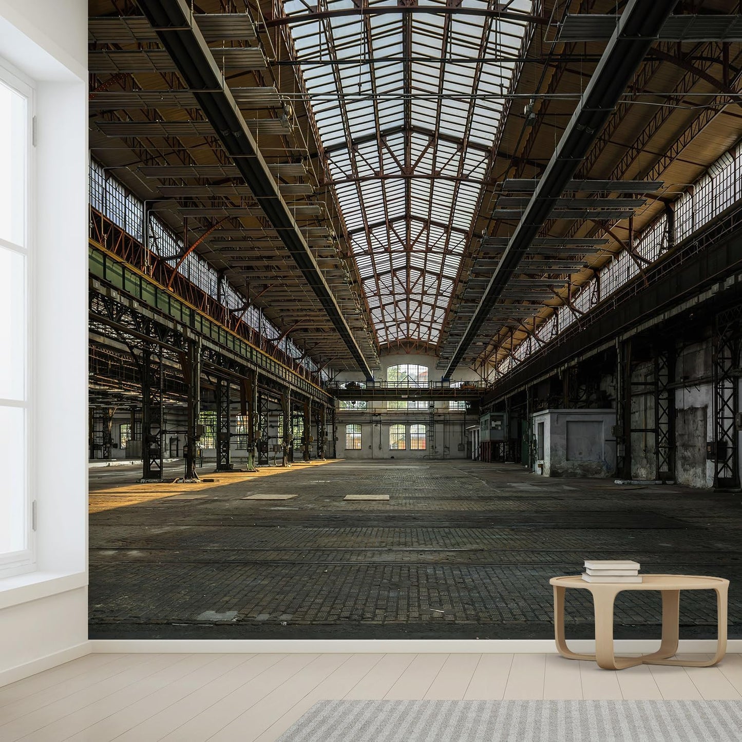 wall26 - Industrial Interior of an Old Factory Building - Removable Wall Mural | Self-Adhesive Large Wallpaper - 100x144 inches