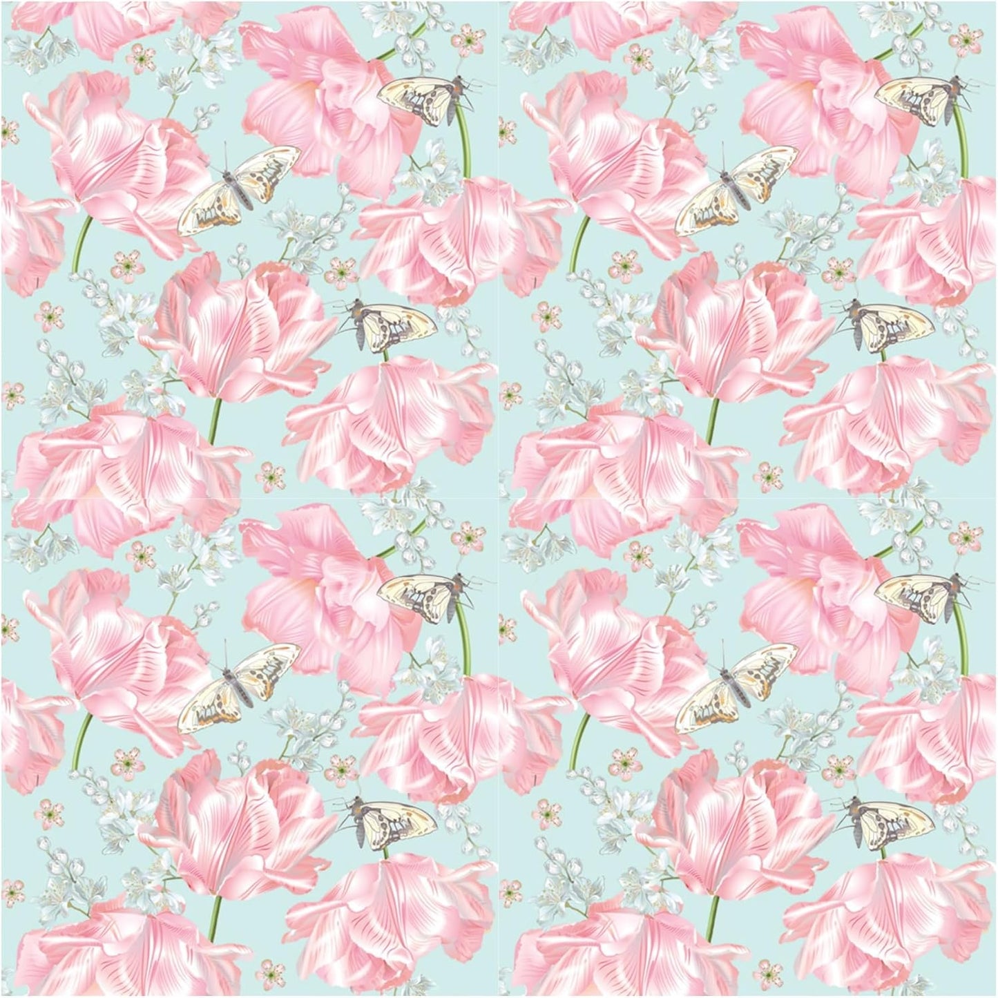 20-ct 13x13 Flowers Paper Luncheon Decoupage Napkins, 3-Ply Servilletas Printed Flower Pink Tulips Cocktail Napkin for Art, Dinner and Party, Disposable Napkins Decor