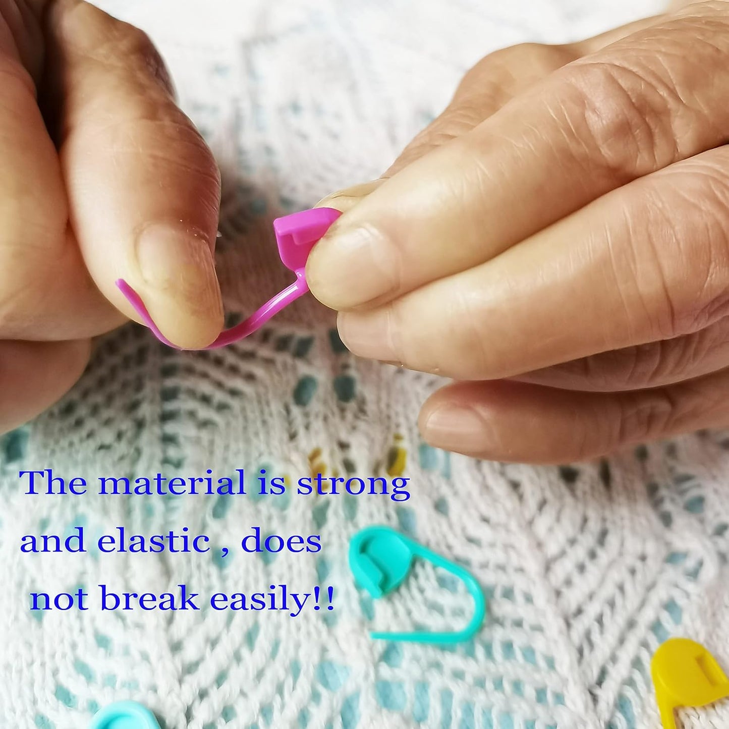 JOSDIOX 150 Pieces Knitting Crochet Locking Stitch Markers and 3 Big Eye Needles Stitch Needle Clip Counter 10 Colors (Color Ship Randomly)