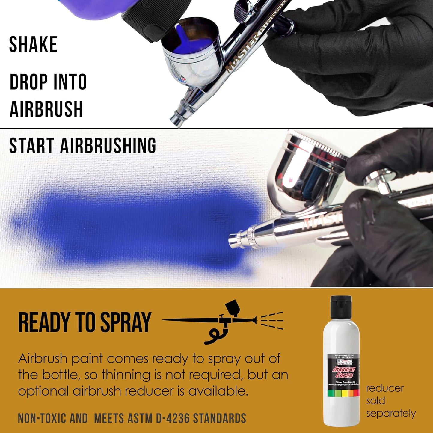 U.S. Art Supply Opaque Golden Ochre Acrylic Special Effects Airbrush Paint - 8oz Ready to Spray Air Brush Paint for Nails, Models, Fabric - Water-Based Air Brush Painting