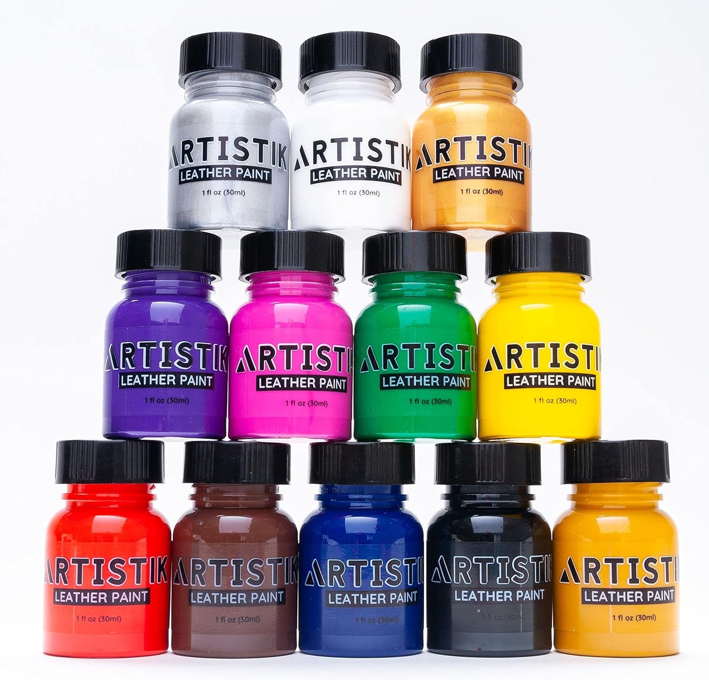 Leather Paint Set with Brushes - 12 x 30ml Acrylic Paints Leather Dye Set for Shoes Bags Boots Sneakers Jackets Car Seat Leather