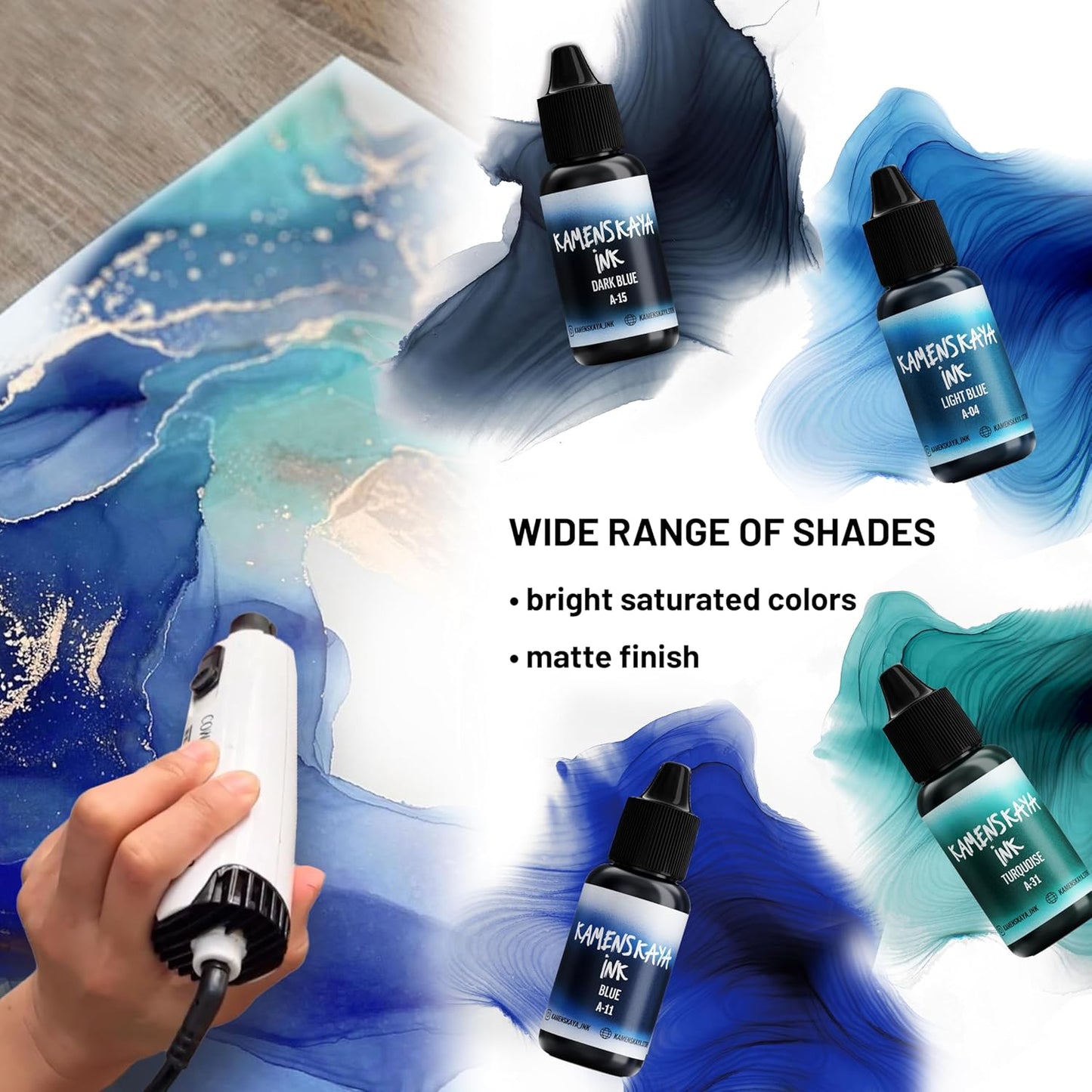 Alcohol Ink Set #11: Matched Color Combination of Alcohol Inks, 4 pcs. 0.51 fl oz (15 ml) Each