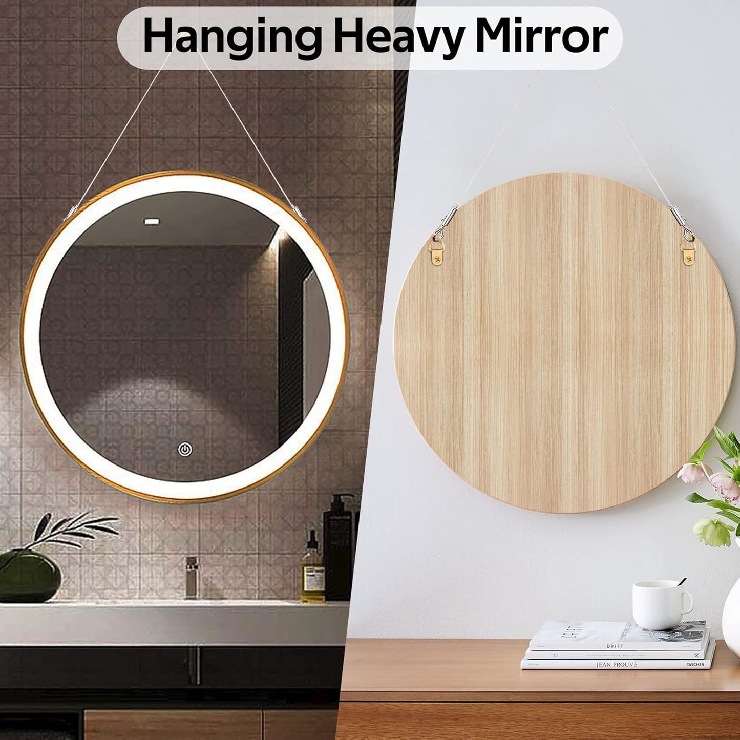 4Pcs 2m x 1.5mm Adjustable Picture Hanging Wire Kit,Heavy Duty Stainless Steel Rope for Hanging Mirrors,Frames,Lamps,Holds Up to 66lbs(30kg)