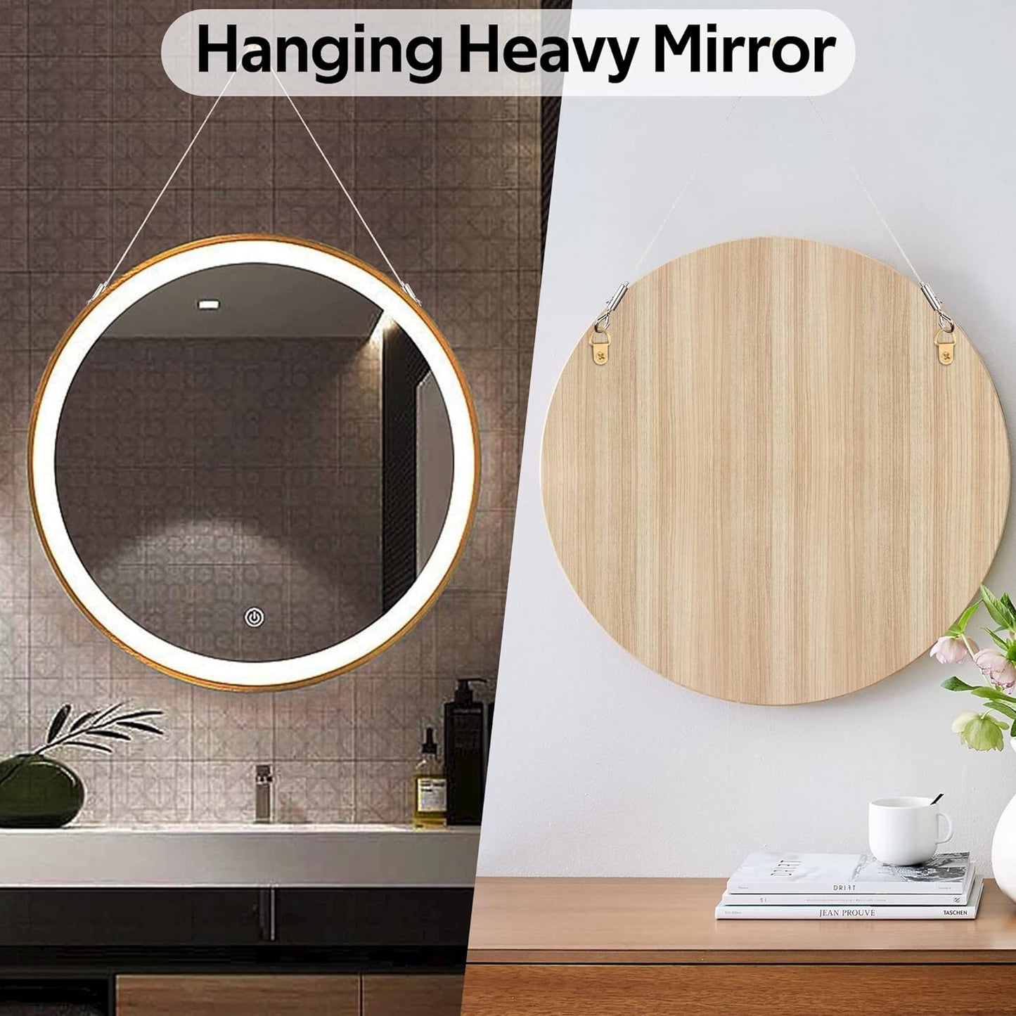 4PCS Picture Hanging Wire Kit Supports 66lbs,Hanging System with Adjustable Photo Hook and 2.5m x1.5mm Stainless Steel Wire Rope for Hanging Frame Picture Photo Mirror Artwork Light Flowerpot