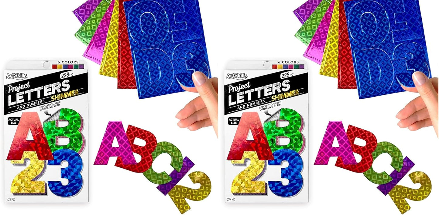 ArtSkills 2.5" Poster Letters and Numbers, A-Z and 0-9, Assorted, Holographic Colors, 228-Count (PA-1444) (Pack of 2)
