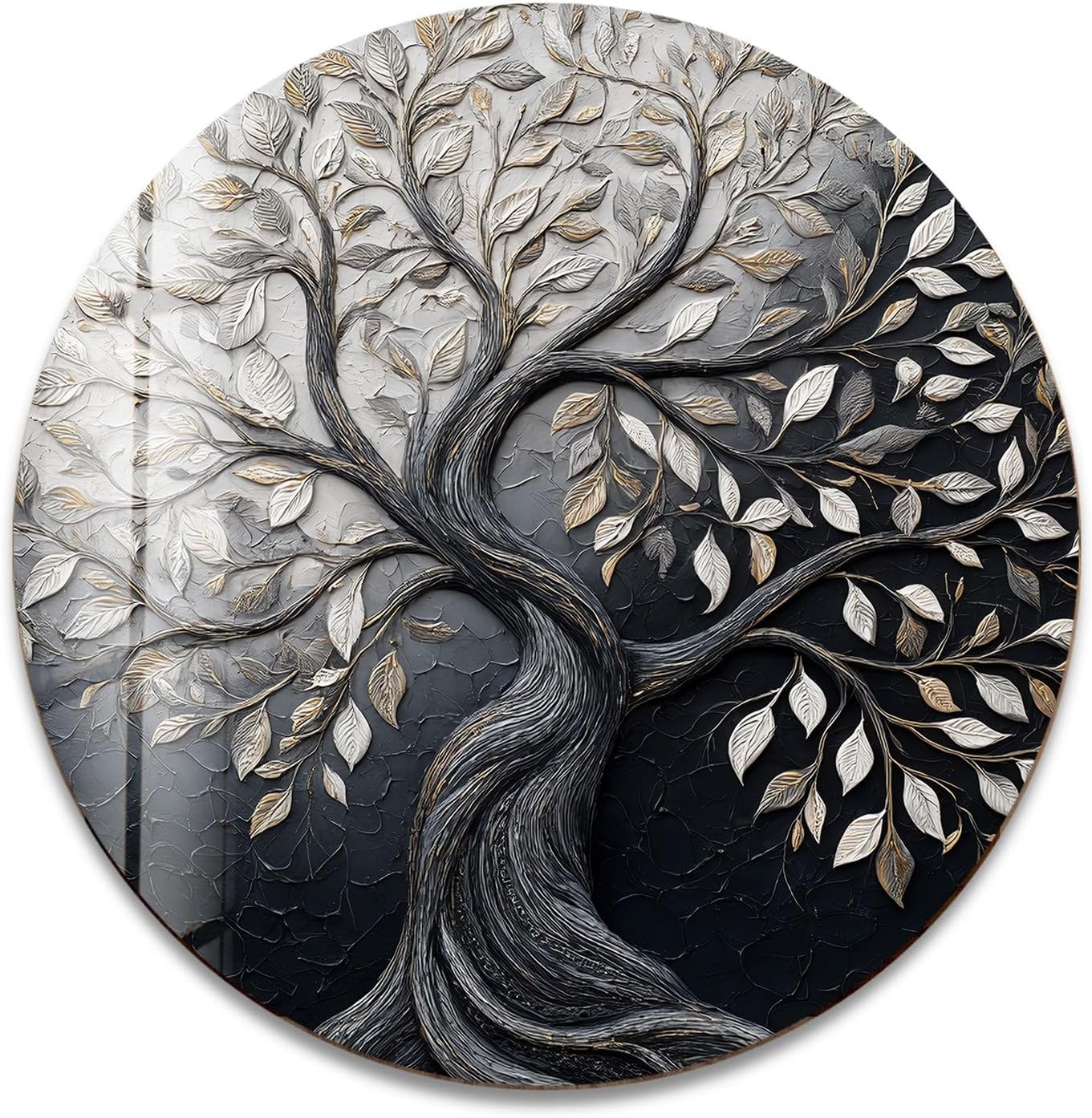 My Photostation.com 15.8''(40cm) Diameter Twilight Tree of Life Round Glass Wall Art Tempered Glass Printing Wall Decor Large Wall Art Wall Hangings