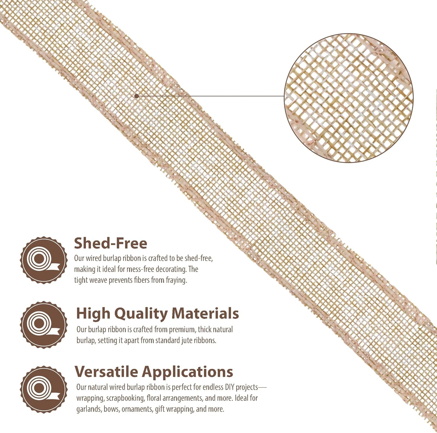 Mandala Crafts Natural Burlap Wired Ribbon 1 Inches Wide Jute Ribbons for Crafts - 10 Yds Roll Rustic Burlap Wrap Trim Ribbons for Wreaths Bows Party Decoration