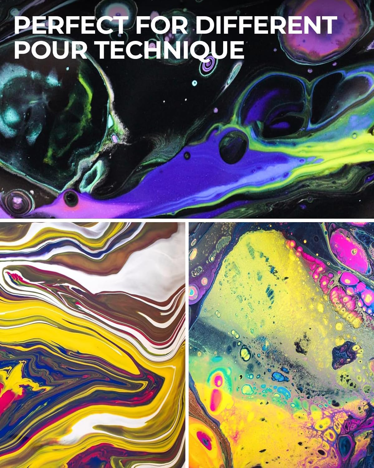 Nicpro 8 Colors Large Bulk Acrylic Pour Paint Set (33.8 oz, 1000 ml) Premixed High Flow Art Pouring Paint Supplies Kit with Silicone Pour Oil, Gloves for Beginner Cell Creation Flow DIY, Ready to Pour