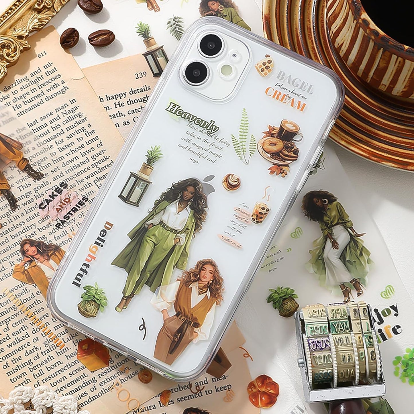 4 Rolls PET Tapes Pre-Cut Washi Tape Stickers for Scrapbooking People Stickers Tape journaling Girl Pattern Tape Sticker Sticker Rolls for Scrapbooking