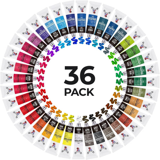 MeiLiang Watercolor Paint Set 36 Vibrant Colors 5ml / 0.17 Fl Oz Tubes, Watercolor Tubes with Great Value, Water Color Paints Art Supplies for Adults, Artists & Beginners