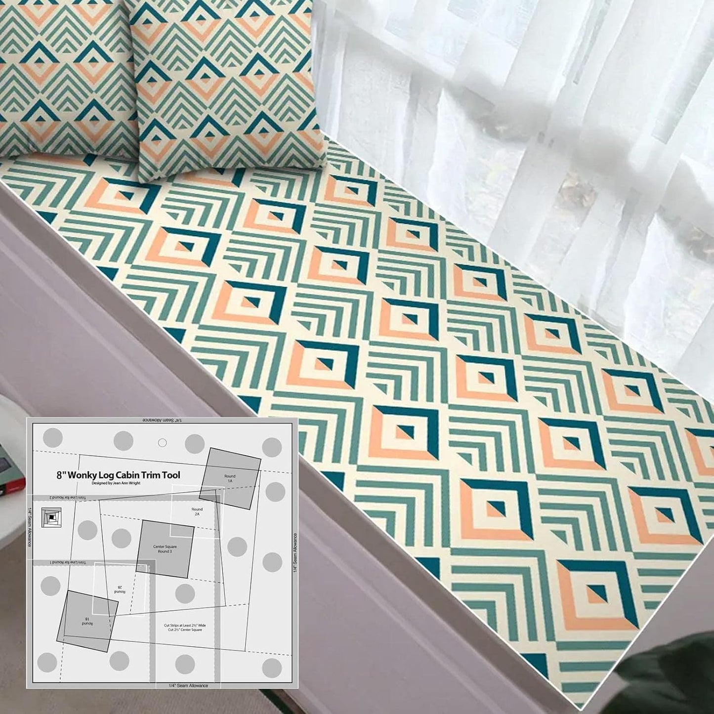 Quilting Ruler, Multi-Purpose Sewing Templates, Motion Sewing Templates, Quilt Templates Acrylic Log Cabin Trim Tool for Cutting Patterns, Sewing Accessories