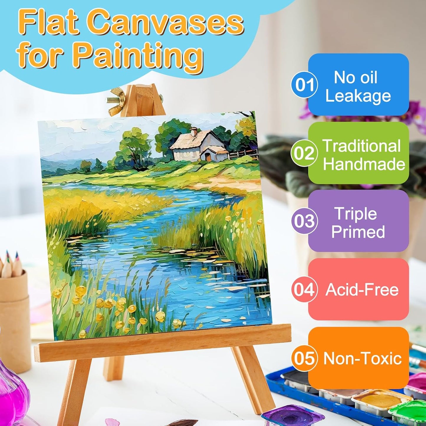 ESRICH Canvas Boards for Painting, 100 Pack Canvases for Painting 4x4 100% Cotton Small Paint Canvas Primed Acid Free Mini Blank Canvas Panels for Oil Paint,Watercolor,Acrylic Paint,Gouache&Tempera.