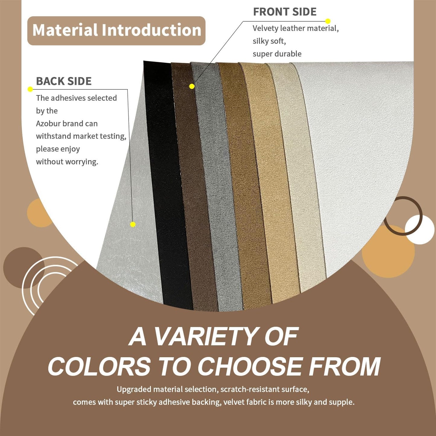 Azobur Sofa Repair Patch - Oversized Microfiber Patch, Self Adhesive Fabric, Super Cost-Effective Combination (Brown)