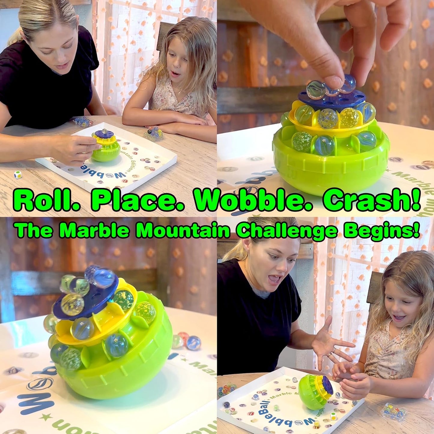 Funwares WobbleBall 3-Tier Marble Balance Game, 40 Marbles Included, Skill & Dexterity Games for Kids & Adults, Family Party Game for 1-4 Players, Ages 6+