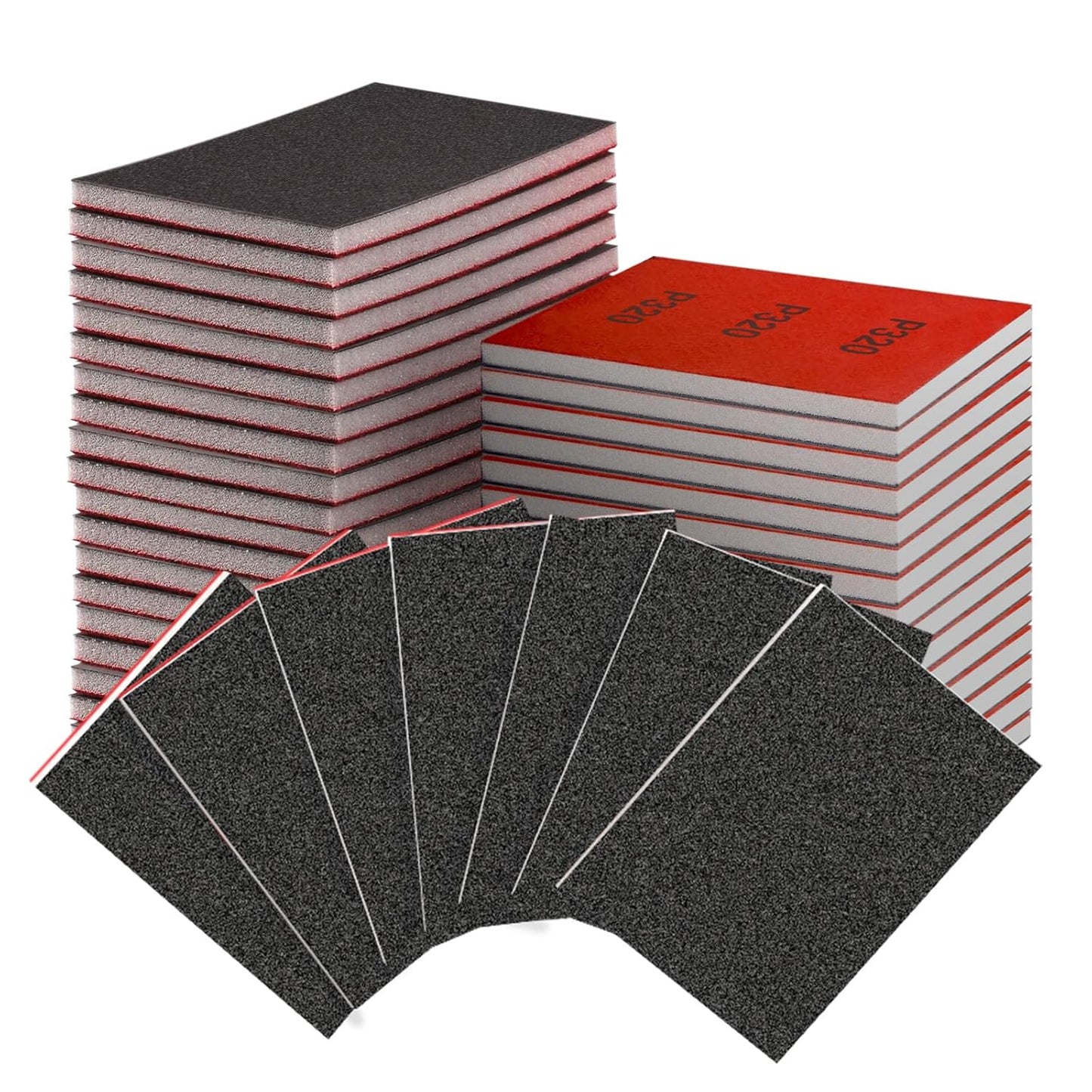 30-Pcs 3x4 Inch 320 Grit Sanding Sponge Set, Soft Foam Hand Sanding Blocks, Ultra-Fine Wet/Dry Sandpaper for Wood, Metal, Drywall, Furniture Polishing