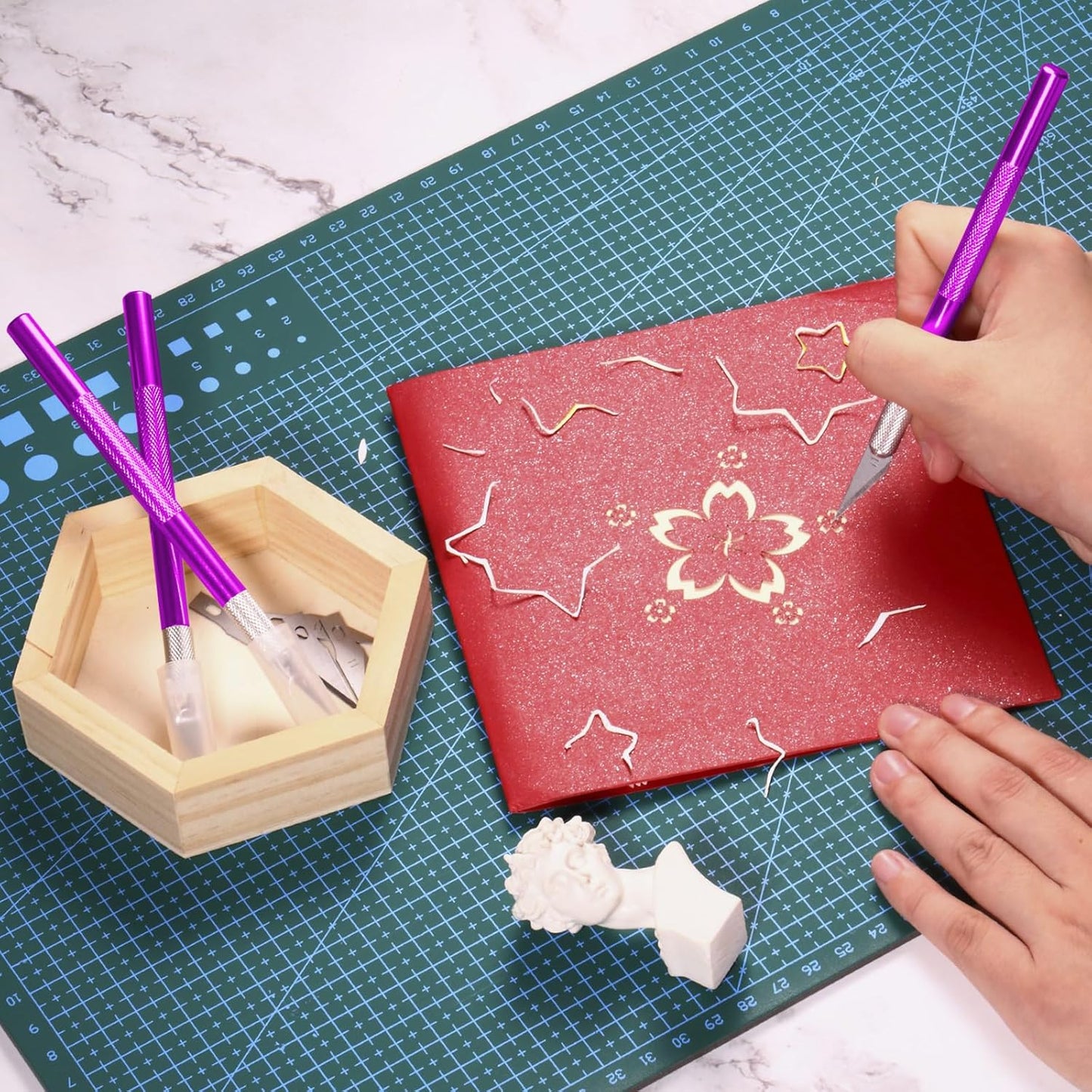 15 Pack Exacto Knife Set, Hobby Knife, Back to School Supplies Craft Knifes Kit for Art, Carving, DIY, Scrapbooking, Art, Cutting, Stencil(Purple)